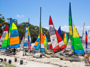Colouful Sailing boats on a beach